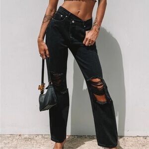 Princess Polly Stylish Black Distressed Women Jeans